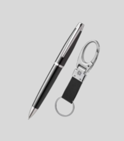 Carina Gloss Black Ballpoint Pen With Keychain