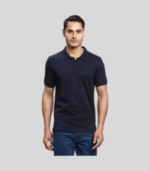 PARX Men Solid Polo Neck Pure Cotton Blue T-Shirt